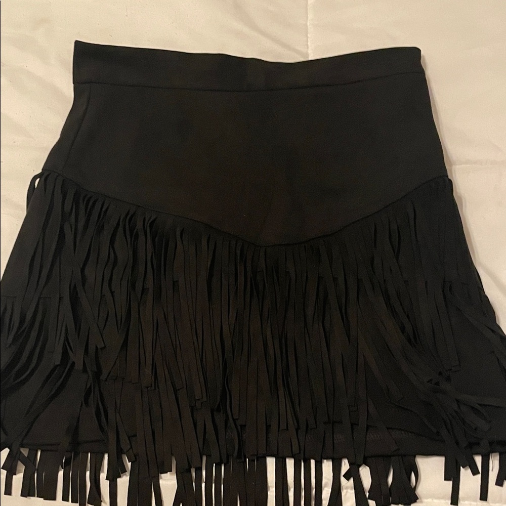Altar'd State Black Fringe Mini Skirt
